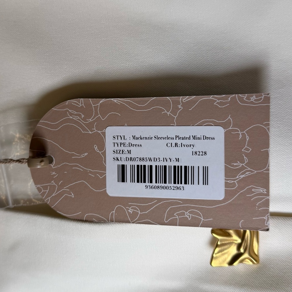 Meshki | Mackenzie Sleeveless Pleated Mini Dress | Ivory | Medium | NWT - Picture 3 of 8